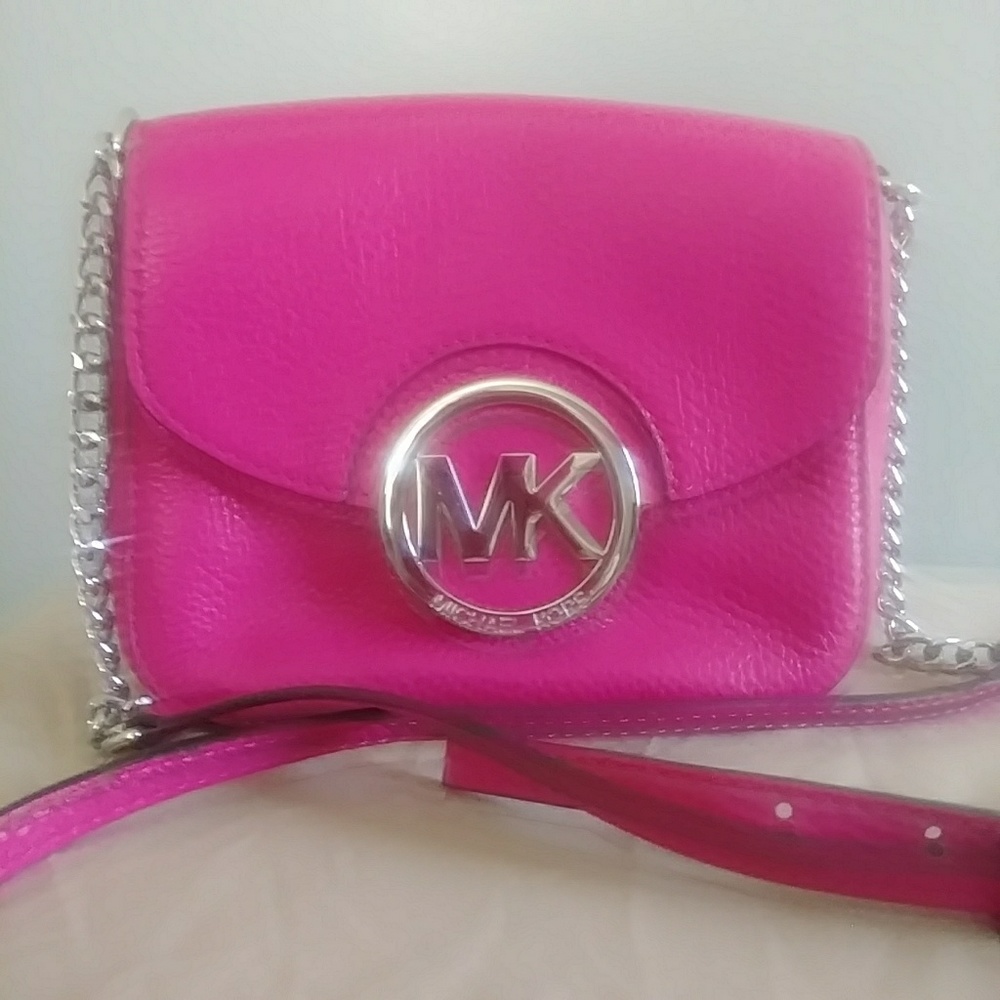 Michael Kors Fuchsia Leather Crossbody Mini Purse
